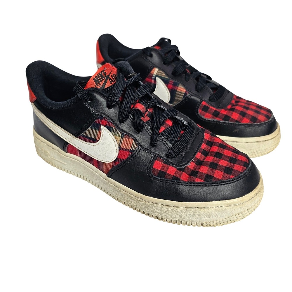 Nike Sneakers Kids 5Y Black Plaid Air Force‎ 1 Low LV8 Holiday Buffalo Check